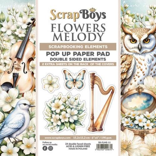 Scrap Boys Flowers Melody 6x6 Inch Pop Up Paper Pad (SB-FLME-11)