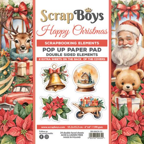 ScrapBoys Happy Christmas 6x6 Inch Pop Up Paper Pad (SB-HACH-11)