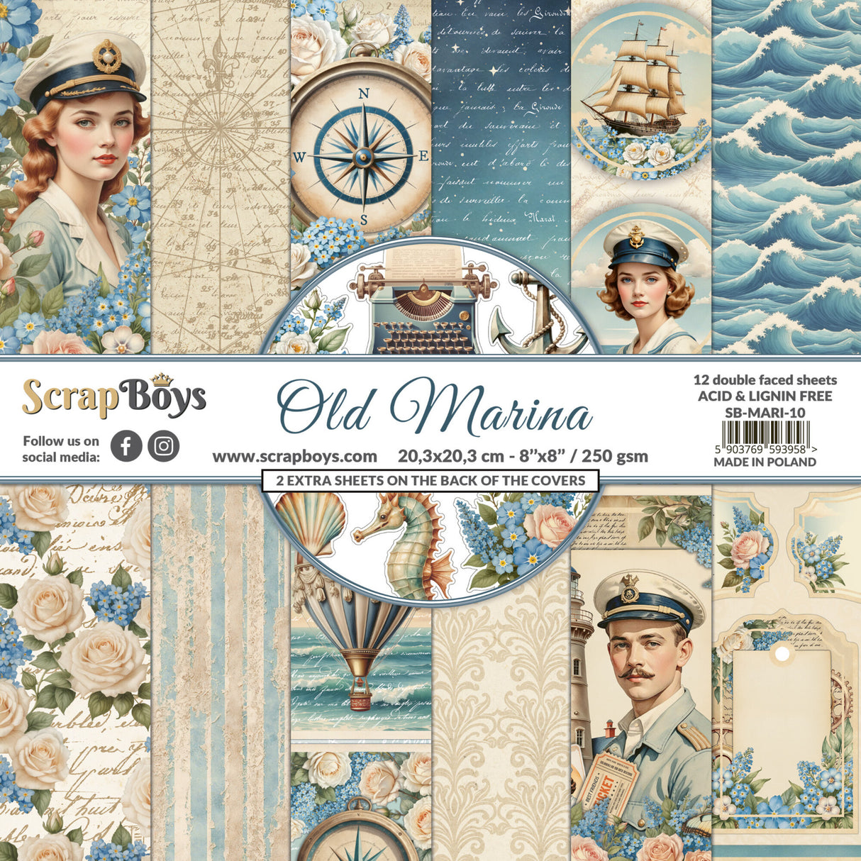ScrapBoys Old Marina 8x8 Inch Paper Pad