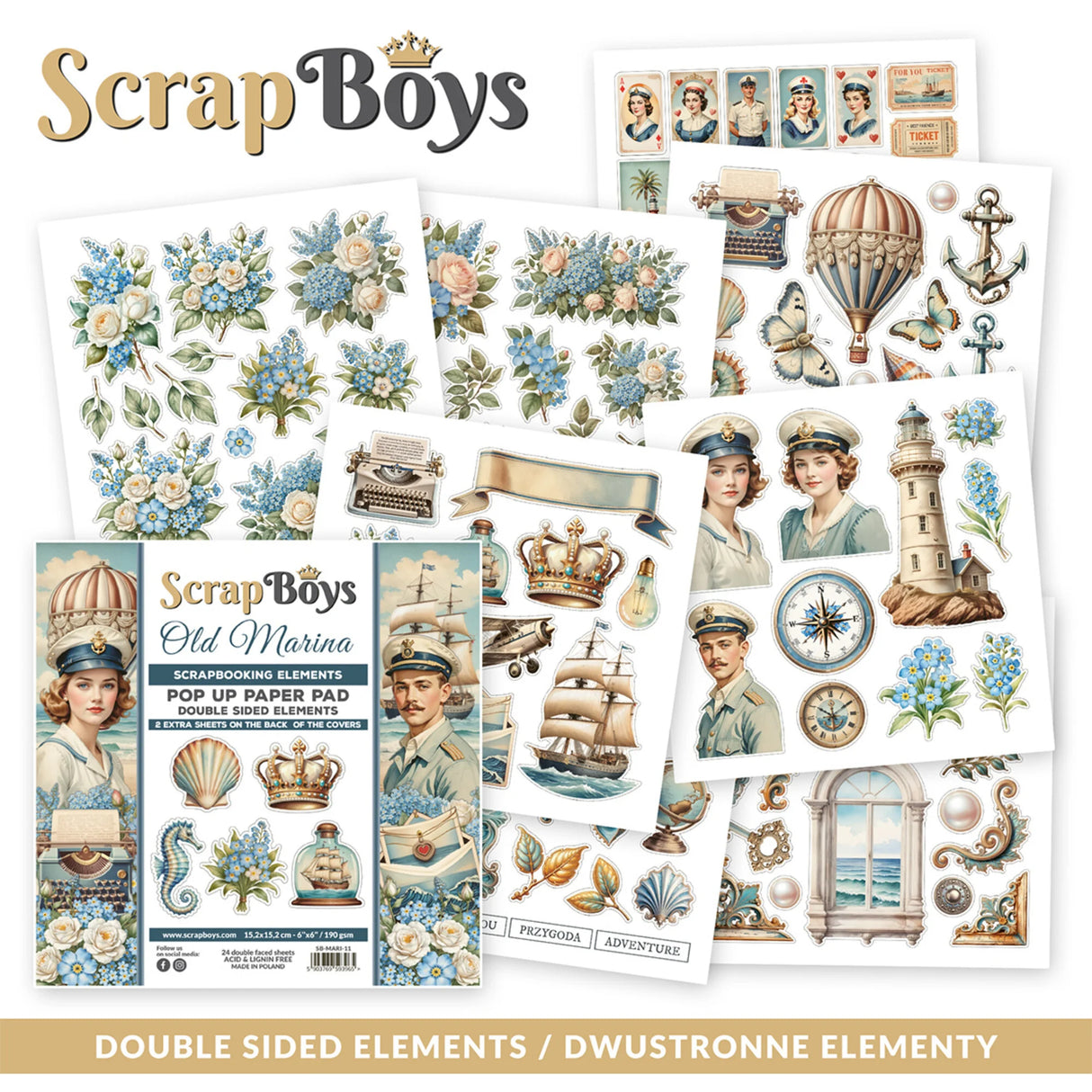ScrapBoys Old Marina 6x6 Inch Pop Up Paper Pad