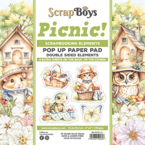 Scrap Boys Picnic! 6x6 Inch Pop Up Paper Pad (SB-PICN-11)