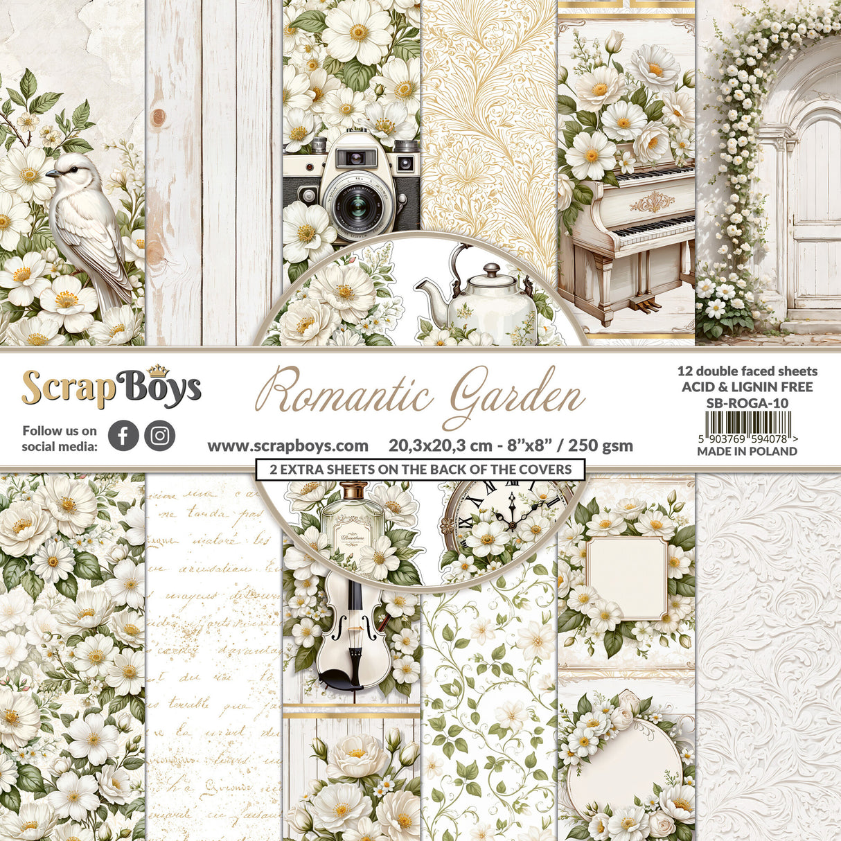 ScrapBoys Romantic Garden 8x8 Inch Paper Pad
