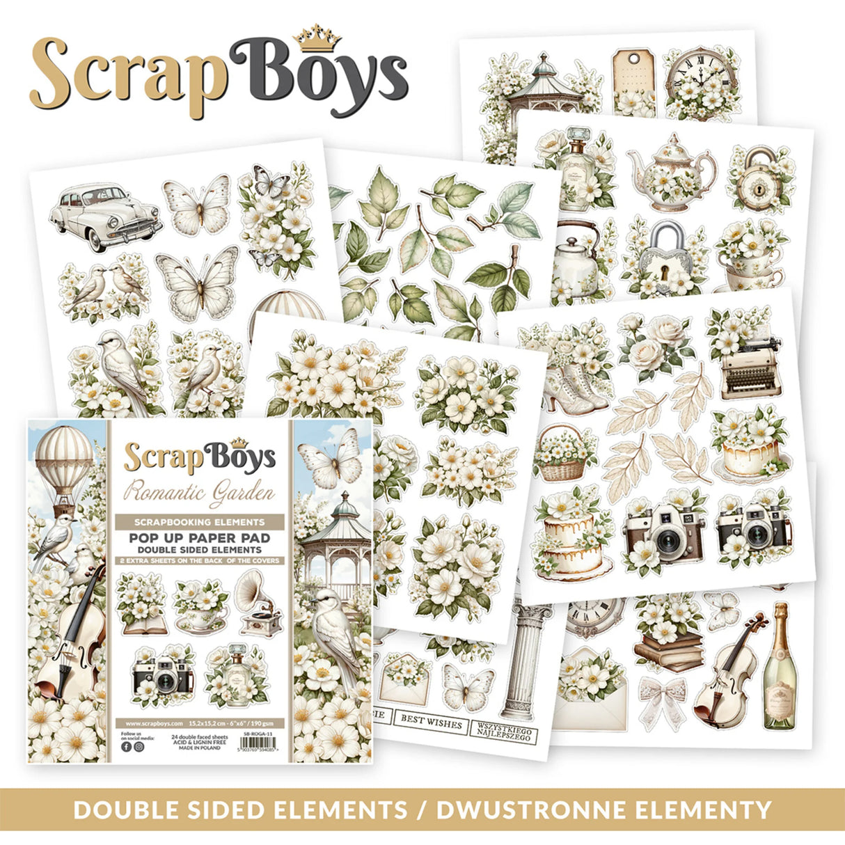 ScrapBoys Romantic Garden 6x6 Inch Pop Up Paper Pad