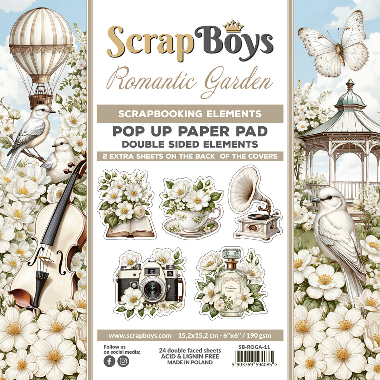 ScrapBoys Romantic Garden 6x6 Inch Pop Up Paper Pad