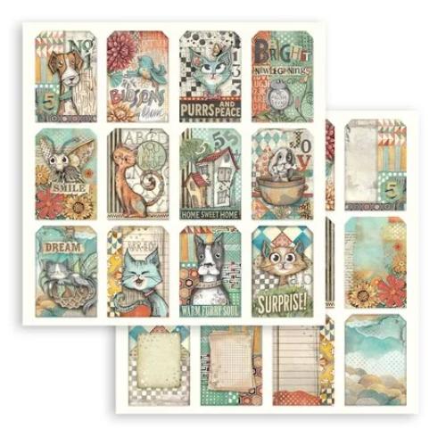 Stamperia Furry Friends 12x12 Inch Paper Sheet Tags (1 sheet) (SBB1103) - Postage as per Actual