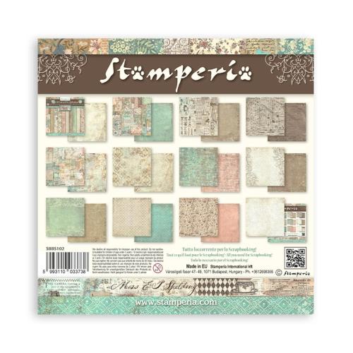 Stamperia Brocante Antiques Backgrounds 8x8 Inch Paper Pack