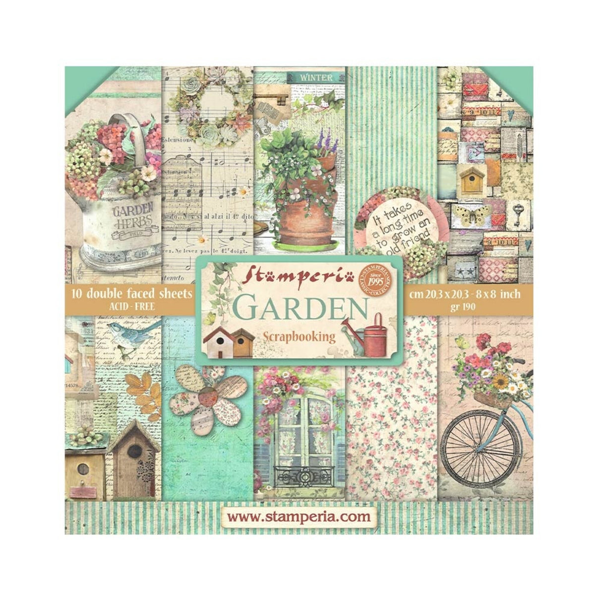 Stamperia Garden 8x8 Inch Paper Pack (SBBS104)