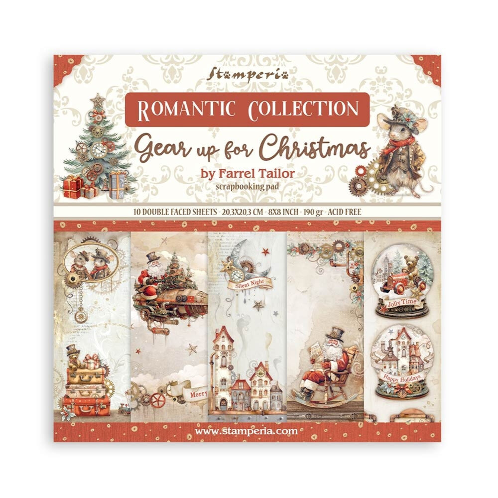 Stamperia Gear up for Christmas 8x8 Inch Paper Pack (SBBS110)