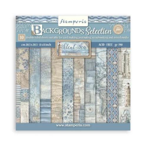 Stamperia Silent Sea 8x8 Inch Paper Pack Backgrounds Selection (SBBS126)