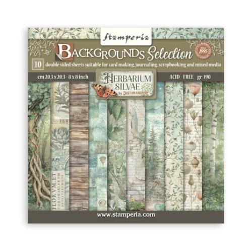 Stamperia Herbarium Silvae 8x8 Inch Paper Pack Maxi Backgrounds Selection (SBBS136)