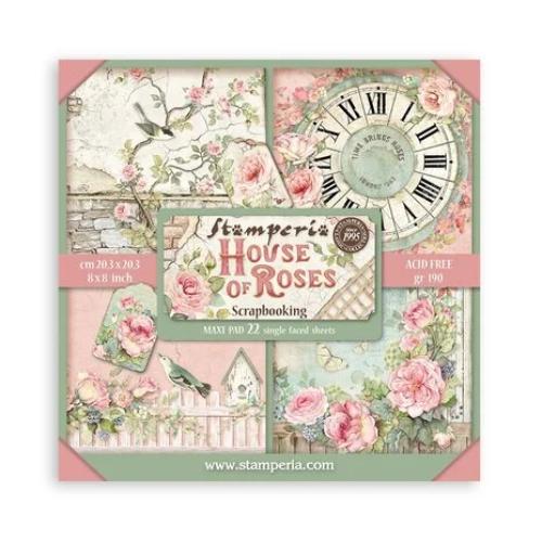Stamperia House of Roses 8x8 Inch Paper Pack Maxi Backgrounds Selection (Single Face) (SBBSXB11)