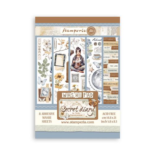 Stamperia Create Happiness Secret Diary A5 Washi Pad (8pcs) (SBW04)