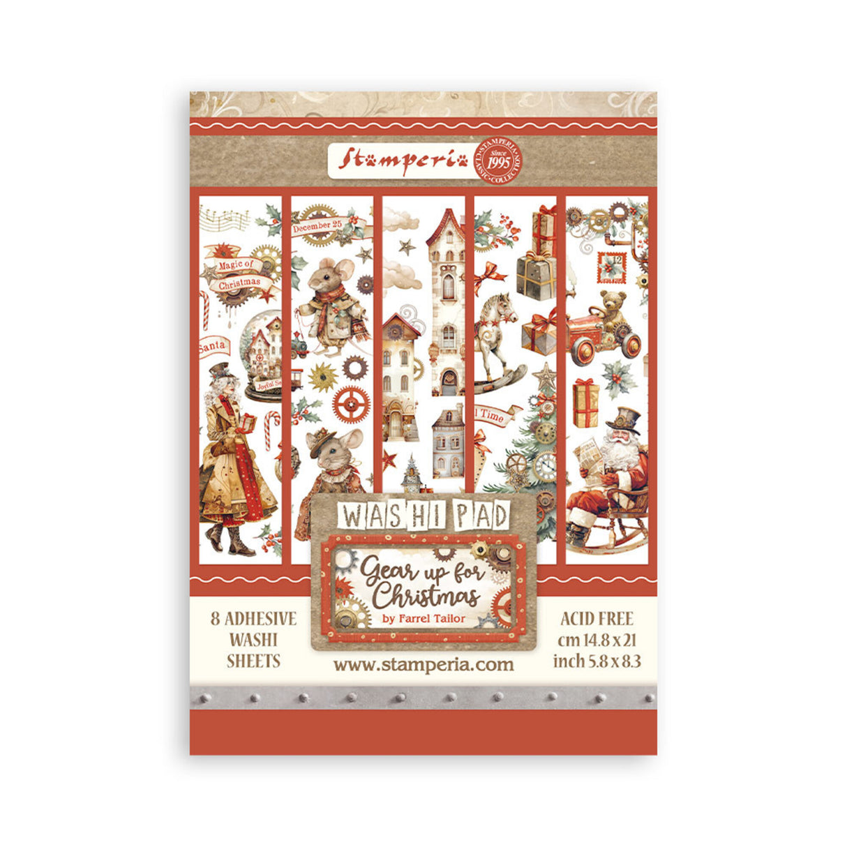 Stamperia Gear up for Christmas A5 Washi Pad (8pcs) (SBW09)
