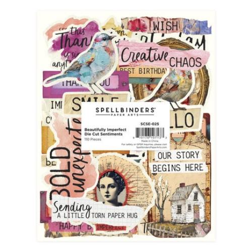 Spellbinders - Beautifully Imperfect Die Cut Sentiments from the Beautifully Imperfect Collection - 110 pc
