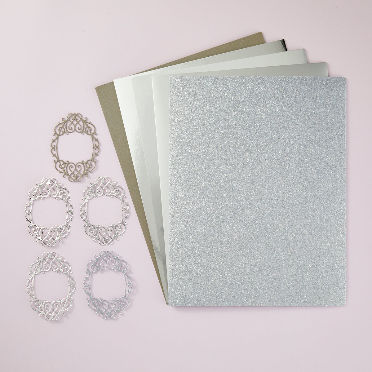 Spellbinders - Silver Assortment Treasured Cardstock 8 1/2" x 11 -15 Pack