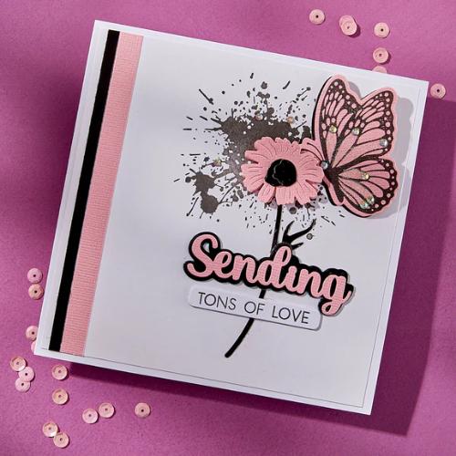 Spellbinders - Sending Smiles Sentiments Clear Stamp & Die Set from the Wildflowers Collection by Lisa Horton