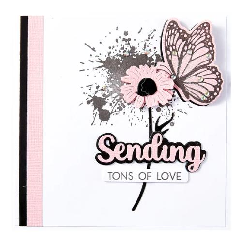 Spellbinders - Sending Smiles Sentiments Clear Stamp & Die Set from the Wildflowers Collection by Lisa Horton