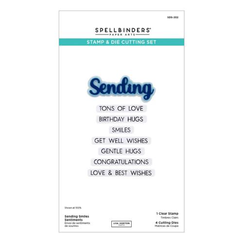 Spellbinders - Sending Smiles Sentiments Clear Stamp & Die Set from the Wildflowers Collection by Lisa Horton