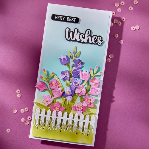 Spellbinders - Very Best Wishes Sentiments Clear Stamp & Die Set from the Wildflowers Collection by Lisa Horton