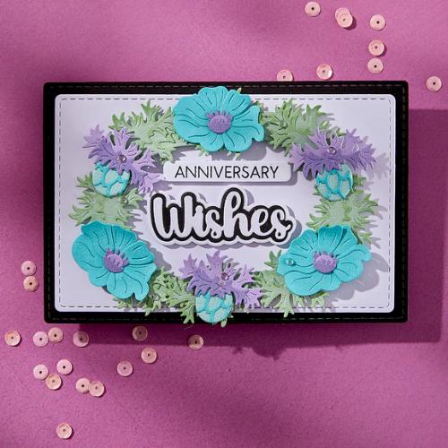 Spellbinders - Very Best Wishes Sentiments Clear Stamp & Die Set from the Wildflowers Collection by Lisa Horton