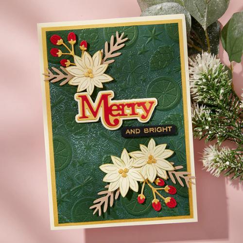 Spellbinders - Merry Sentiments Clear Stamp & Die Set from the All About Christmas Collection by Lisa Horton