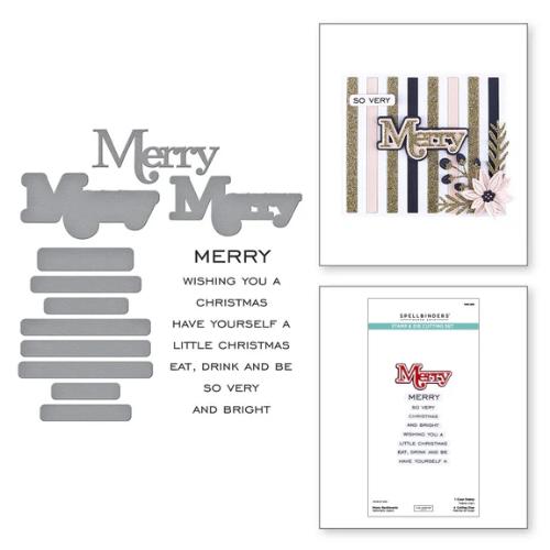 Spellbinders - Merry Sentiments Clear Stamp & Die Set from the All About Christmas Collection by Lisa Horton