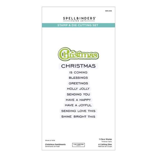 Spellbinders - Christmas Sentiments Clear Stamp & Die Set from the All About Christmas Collection by Lisa Horton