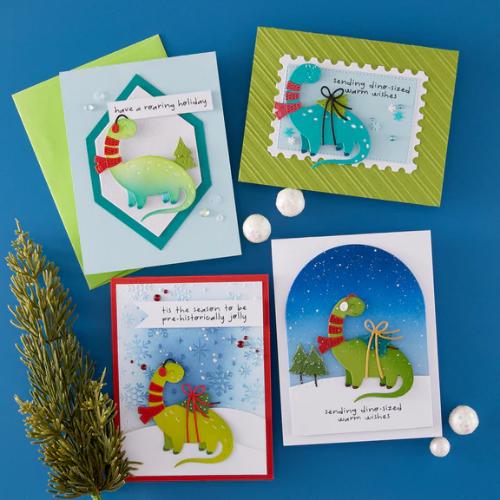 Spellbinders - Independent Exclusive - Dino-Sized Holiday Clear Stamp & Die Set