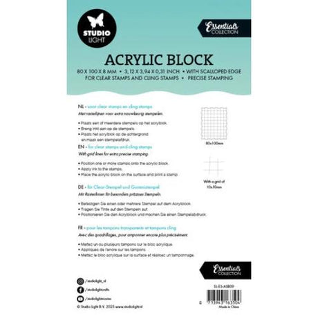 Studio Light Acrylic Stamping Block 80x100mm w/ Scalloped Edge (SL-ES-ASB09) (BASIC)