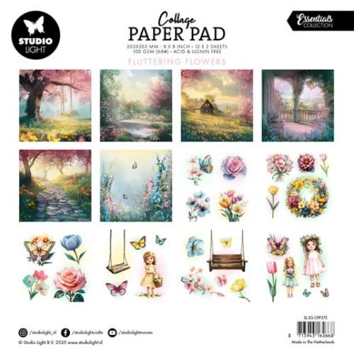 Studio Light Fluttering Flowers 8x8 Inch Collage Paper Pad (SL-ES-CPP375)