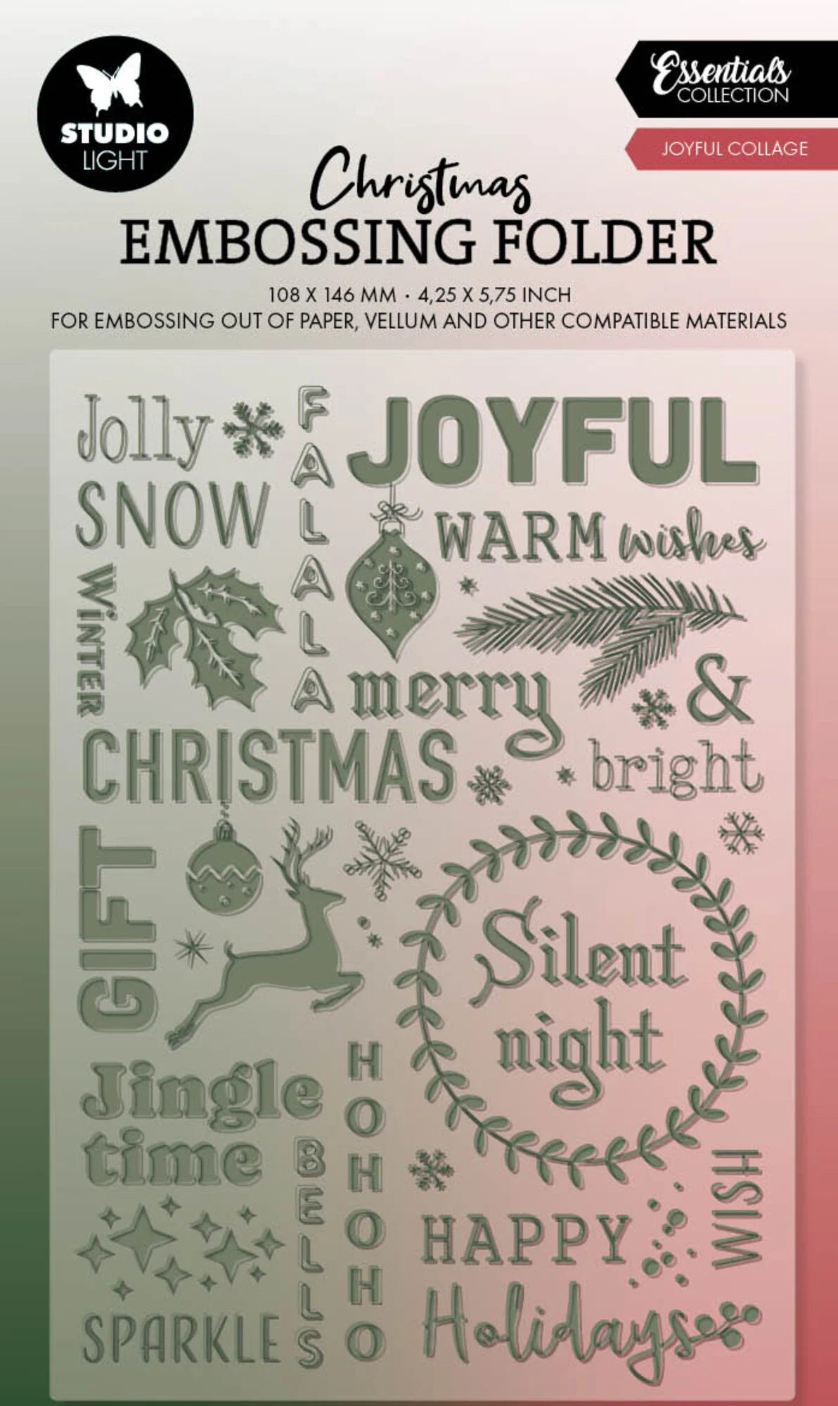 Studio Light Joyful Collage Christmas Essentials Embossing Folder