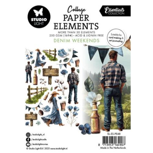 Studio Light Denim Weekends Collage Paper Elements (SL-ES-PE48)