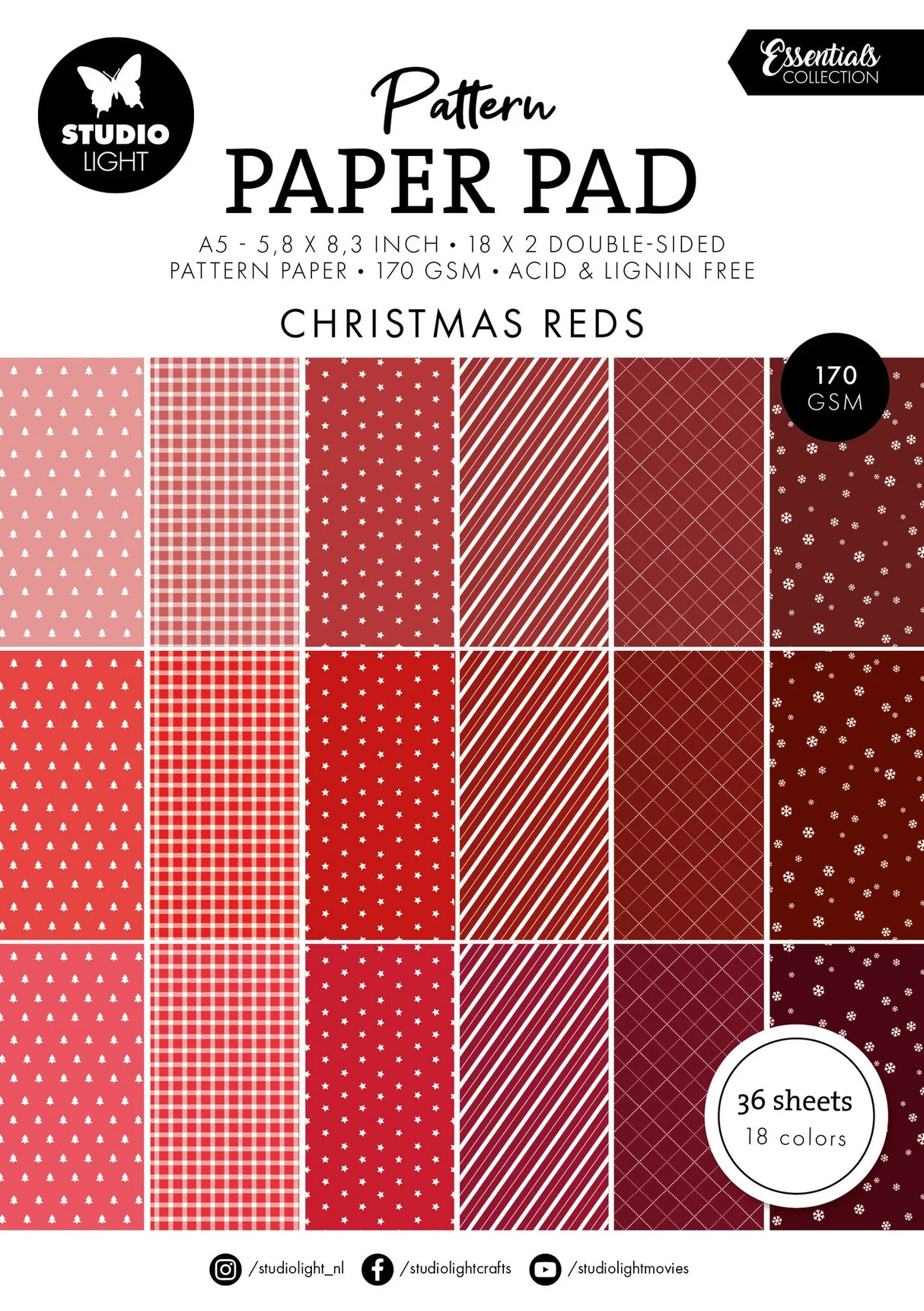 Studio Light Christmas Reds A5 Essentials Pattern Paper Pad