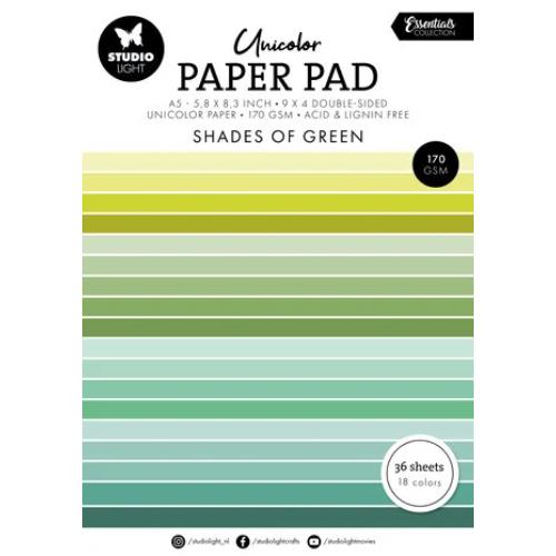 Studio Light Shades Of Green Essentials A5 Unicolor Paper Pad (SL-ES-UPP156)
