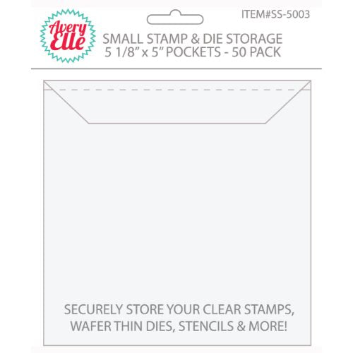 Avery Elle -  Small Stamp & Die Storage Pockets - 5 1/8" x 5" Set of 50  - Krafters Cart