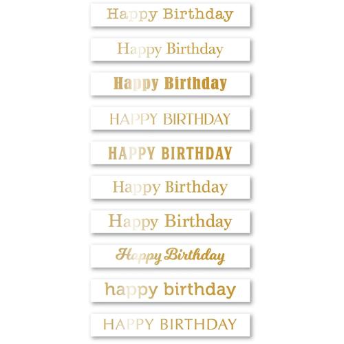 Memory Box - Happy Birthday Foil Greetings White Tabs
