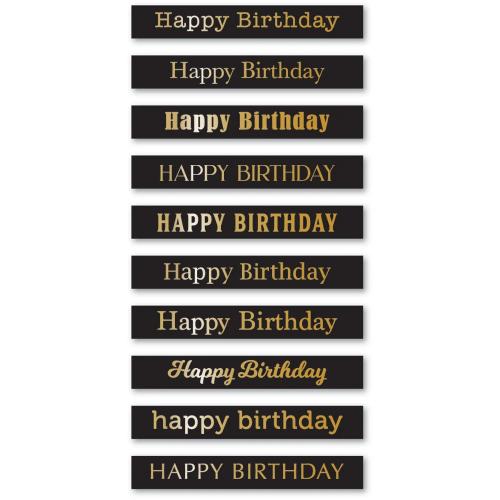 Memory Box - Happy Birthday Foil Greetings Black Tabs