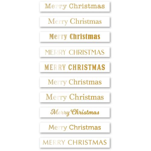 Memory Box - Merry Christmas Foil Greetings White Tabs