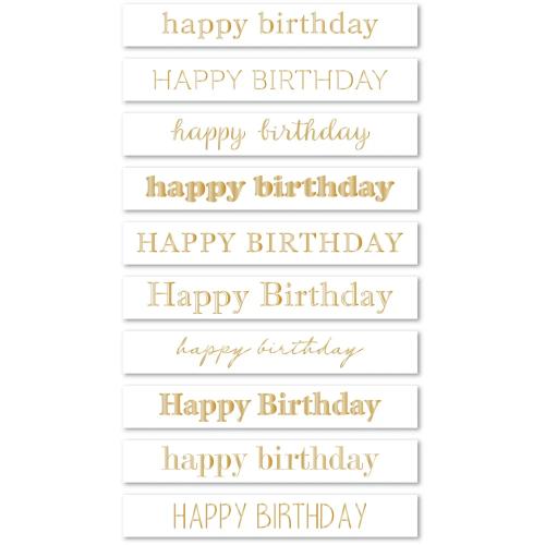Memory Box - Happy Birthday Foil Greetings Large White Tabs