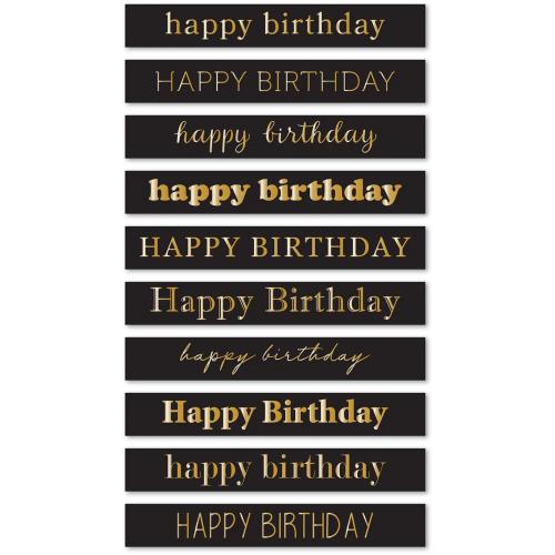 Memory Box - Happy Birthday Foil Greetings Large Black Tabs