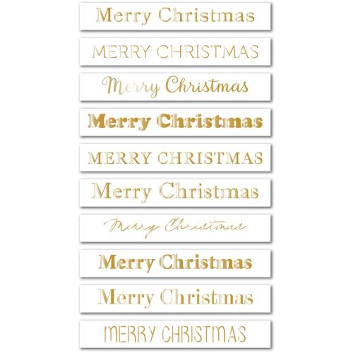 Memory Box - Merry Christmas Foil Greetings Large White Tabs