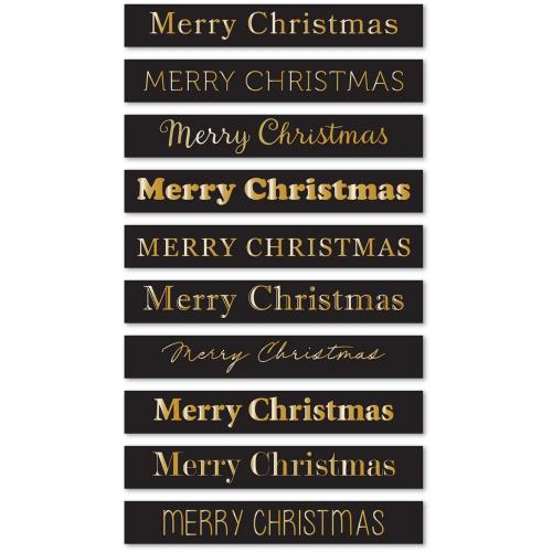 Memory Box - Merry Christmas Foil Greetings Large Black Tabs