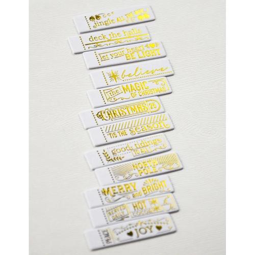 Memory Box - Christmas Magic Labels White Foil Tabs