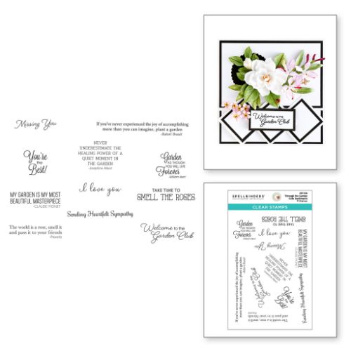 Spellbinders - Through the Garden Gate Sentiments Clear Stamp Set by Susan Tierney-Cockburn