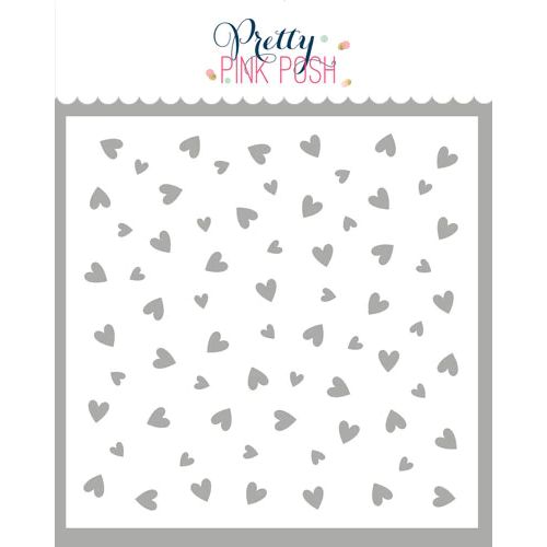 Pretty Pink Posh - Scattered Hearts Stencil