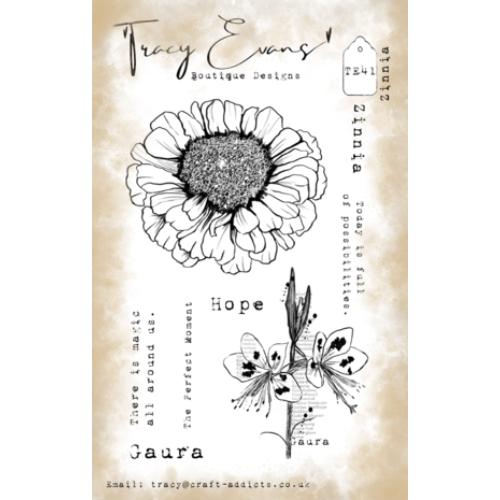 Tracy Evans Zinnia A6 Stamp (TE041)