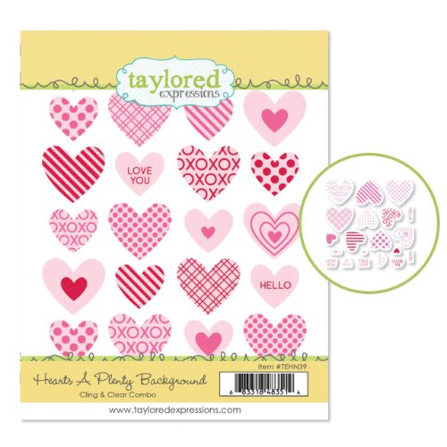 Taylored Expressions - Hearts A Plenty Background Cling & Clear Combo