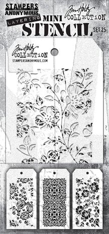 Stampers Anonymous Set #25 Tim Holtz Layering Mini Stencil (3pcs) (THMST025)
