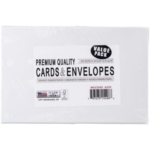 Leader Paper Products - A2 Greeting Cards W/Envelopes (4.375"X5.75") 25/Pkg-White - Postage as per Actual