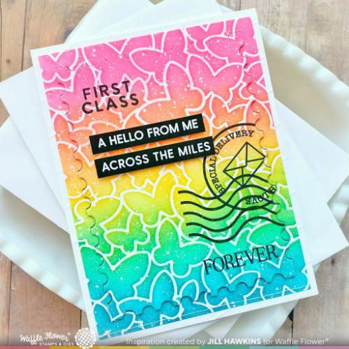 Waffle Flower - Butterfly Background Stencil